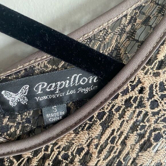 Papillon Crochet Lace Open Back A-Line Mini Dress Womens Size Small - Picture 3 of 7